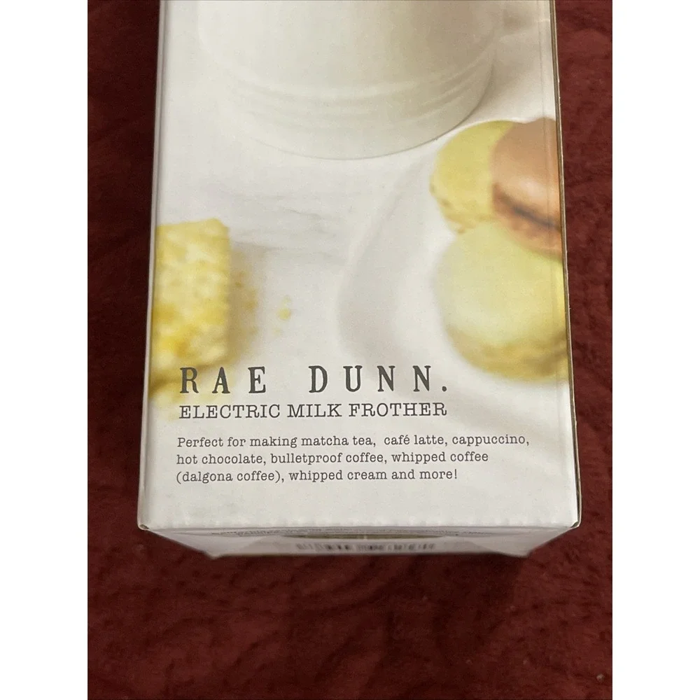 Rae Dunn Milk Frother & Stand Handheld Portable Electric Drink Mixer Cream Color